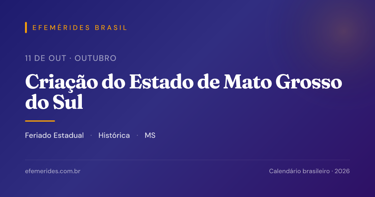 Criação do Estado de Mato Grosso do Sul — 11/10