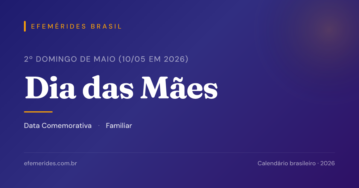 Dia das Mães — 2º domingo de maio (10/05 em 2026)
