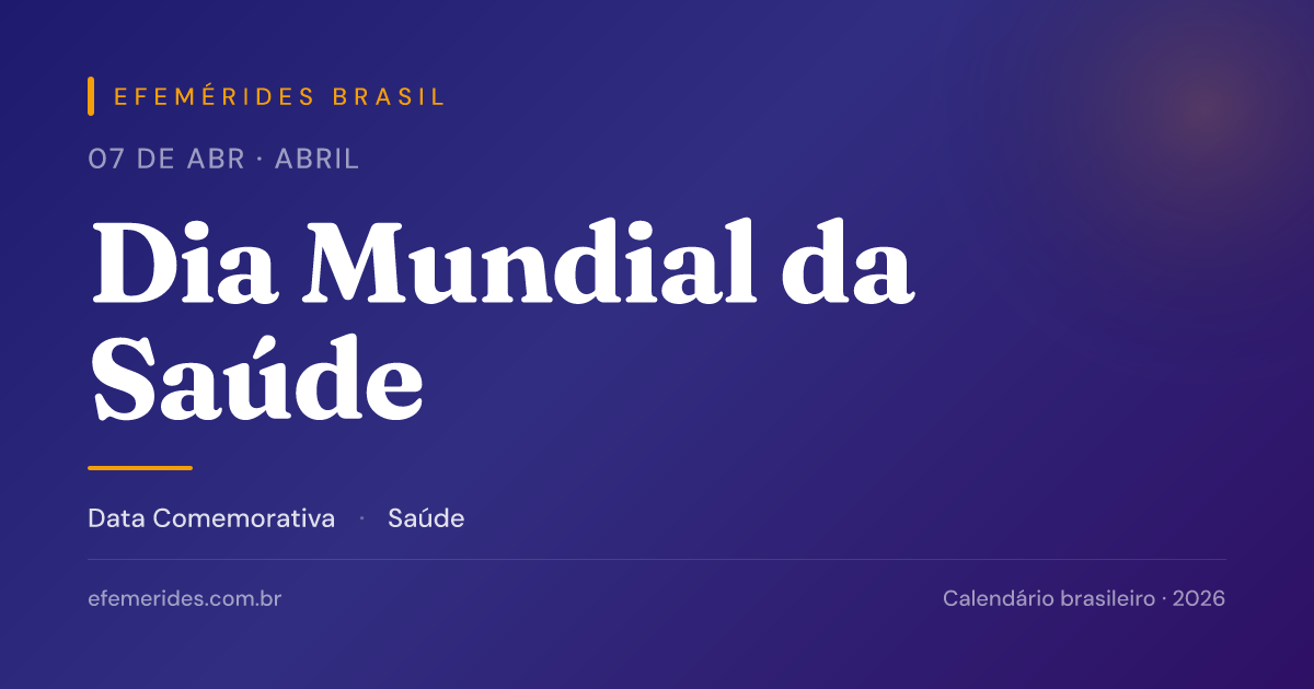 Dia Mundial da Saúde — 07/04